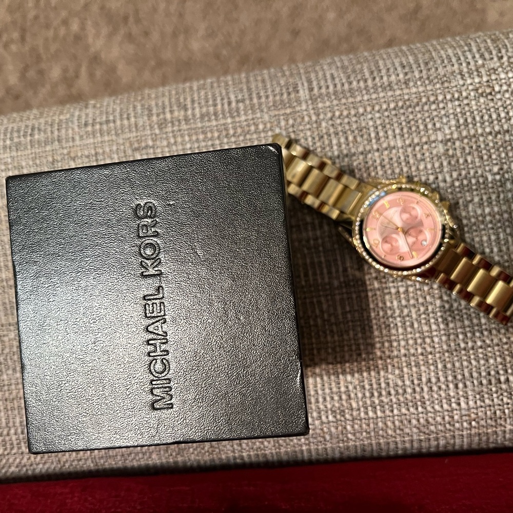 Michael Kors Gold and Pink Chronograph Watch